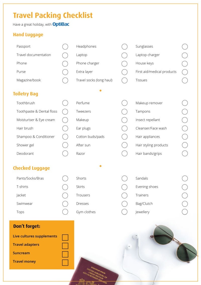 OpetiBac poster - Travel Packing Checklist
