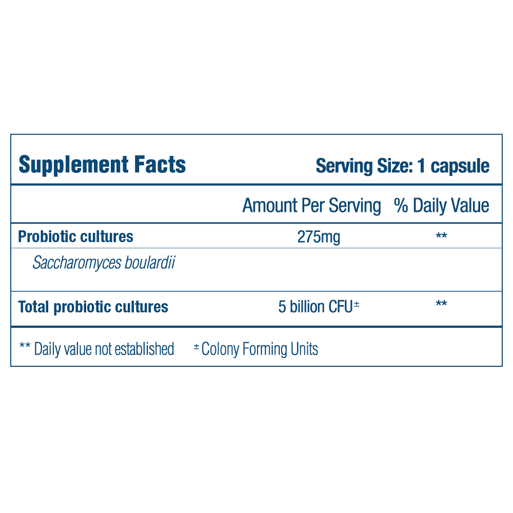 Optibac Probiotics Saccharomyces boulardii - supplement fact panel